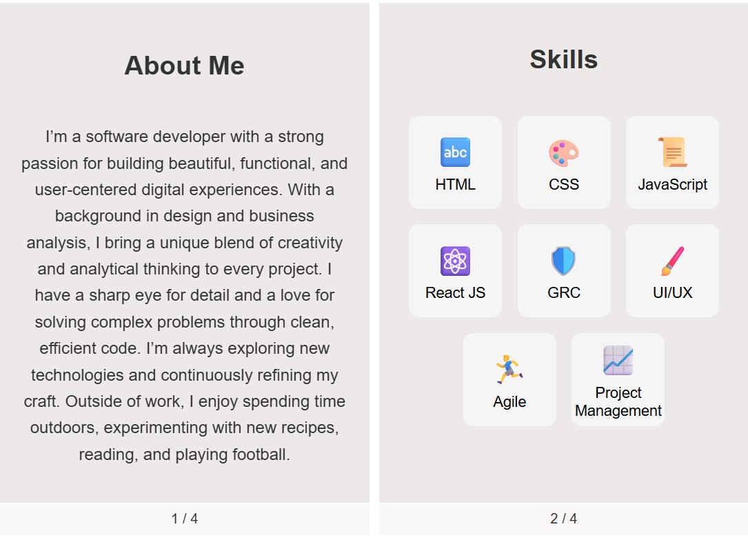 Book-style portfolio website